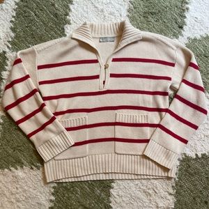 Everlane Mariner Sweater — Size Small, Ivory/Red Stripe